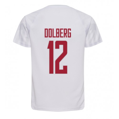 Dánsko Kasper Dolberg #12 Venkovní Dres MS 2022 Krátký Rukáv